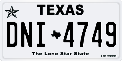 TX license plate DNI4749