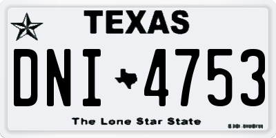 TX license plate DNI4753