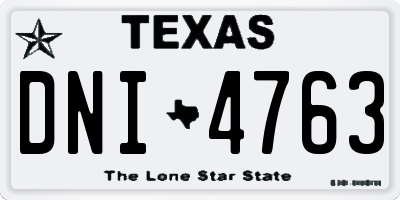 TX license plate DNI4763