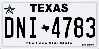 TX license plate DNI4783