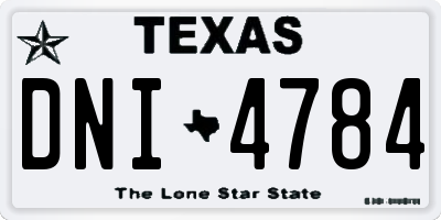TX license plate DNI4784