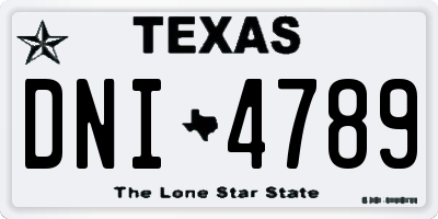 TX license plate DNI4789