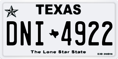 TX license plate DNI4922