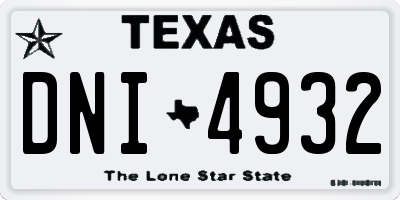TX license plate DNI4932