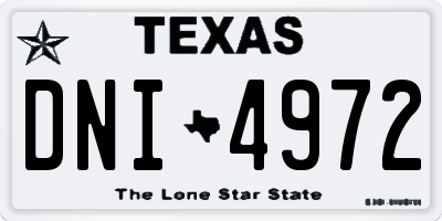 TX license plate DNI4972