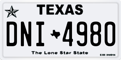 TX license plate DNI4980