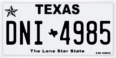 TX license plate DNI4985