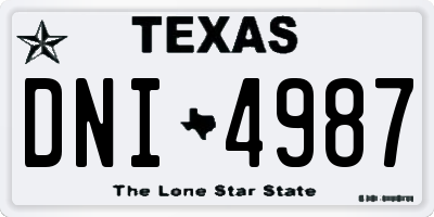 TX license plate DNI4987
