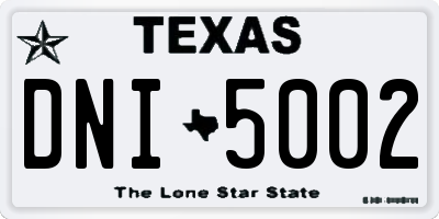 TX license plate DNI5002