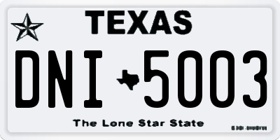 TX license plate DNI5003