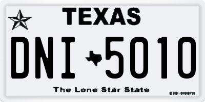 TX license plate DNI5010