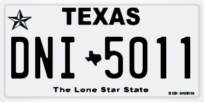 TX license plate DNI5011
