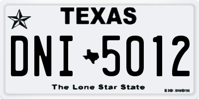 TX license plate DNI5012