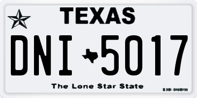TX license plate DNI5017