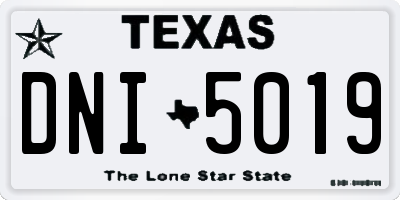 TX license plate DNI5019