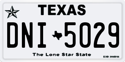 TX license plate DNI5029