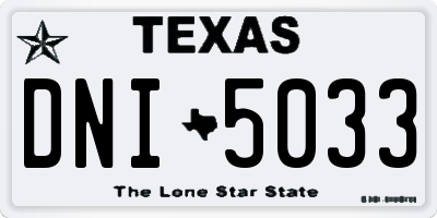 TX license plate DNI5033