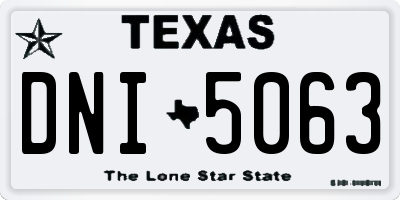 TX license plate DNI5063