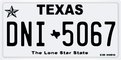 TX license plate DNI5067