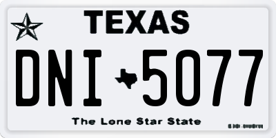 TX license plate DNI5077