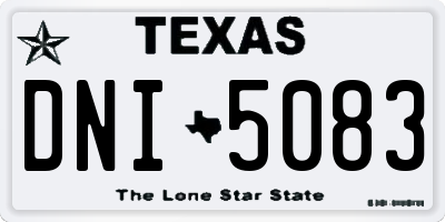 TX license plate DNI5083