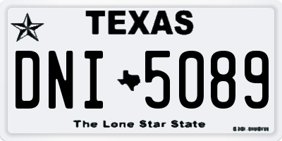 TX license plate DNI5089