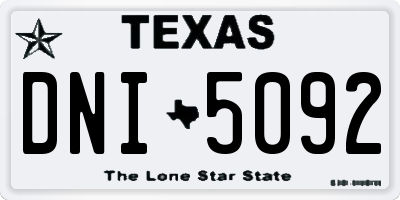 TX license plate DNI5092