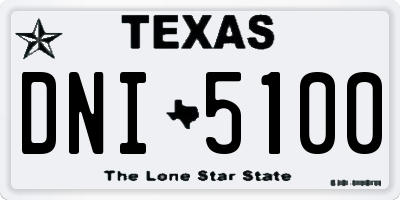 TX license plate DNI5100