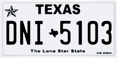 TX license plate DNI5103