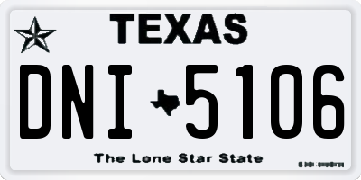 TX license plate DNI5106