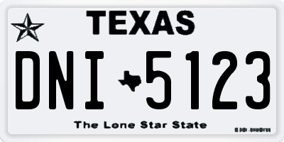 TX license plate DNI5123