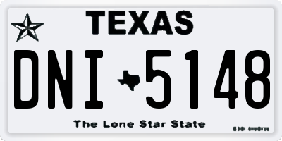 TX license plate DNI5148