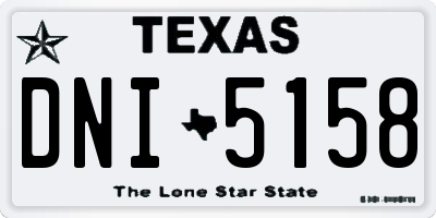 TX license plate DNI5158