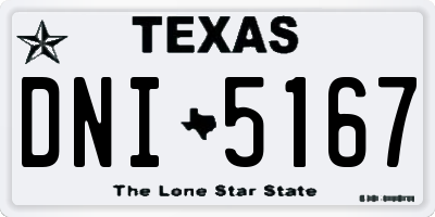 TX license plate DNI5167