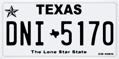 TX license plate DNI5170