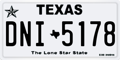 TX license plate DNI5178