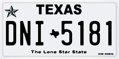 TX license plate DNI5181