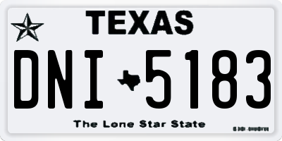 TX license plate DNI5183