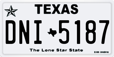 TX license plate DNI5187
