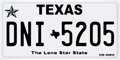 TX license plate DNI5205