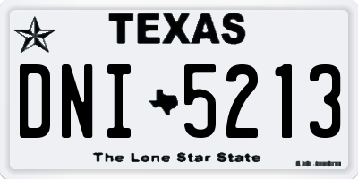 TX license plate DNI5213