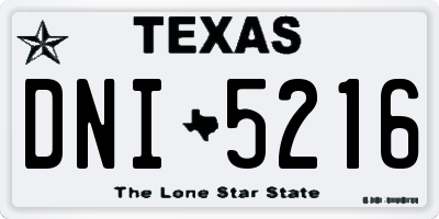 TX license plate DNI5216