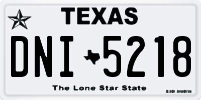 TX license plate DNI5218
