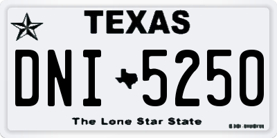 TX license plate DNI5250