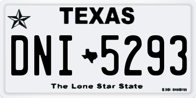 TX license plate DNI5293