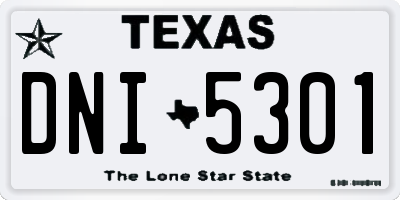 TX license plate DNI5301