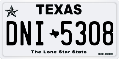 TX license plate DNI5308