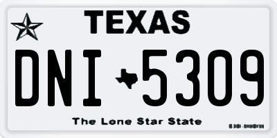 TX license plate DNI5309
