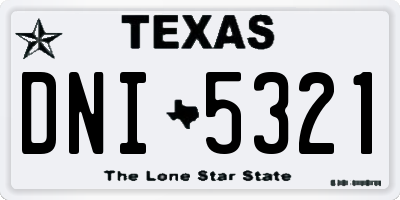 TX license plate DNI5321