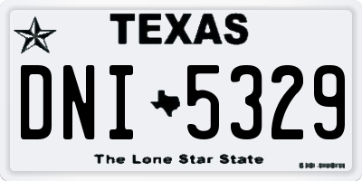 TX license plate DNI5329